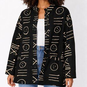 As Hro Women’s Ethnic Mask Button Black Beige Small Jacket 100% cotton